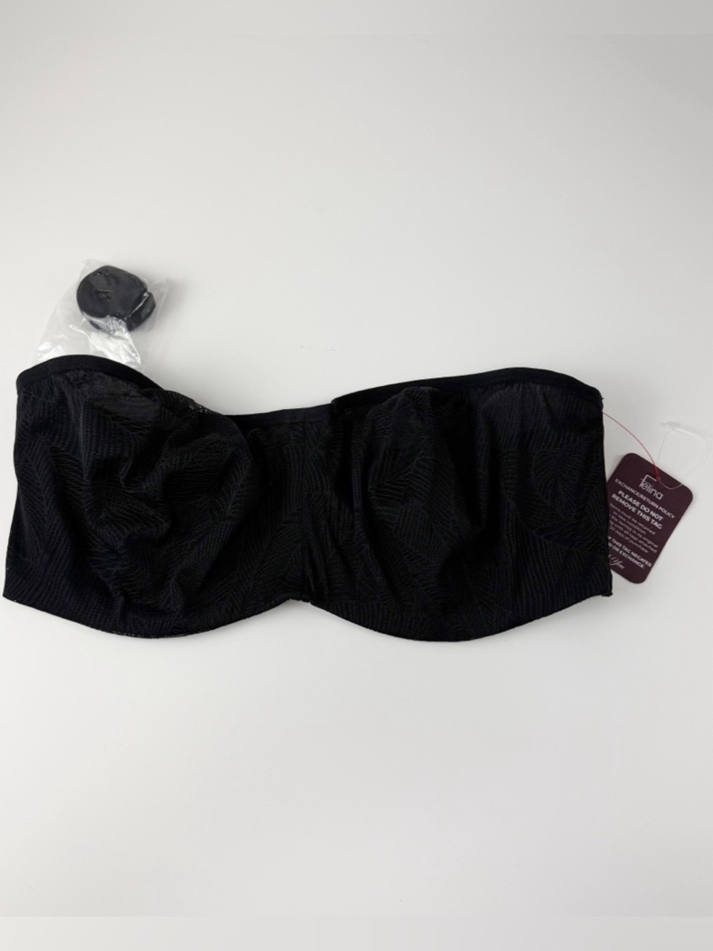 Paramour Bra Delightful Seamless Unlined Bandeau 38DD Black Lace Underwire NWT